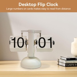 Flip Clock, Retro Digital Flip Down Clock Retro Vintage Design Car Flip Clock Desk Clock Table Clock Down Clock Accurate Mechanical Tabletop Flip Clock for Living Room Study (White)