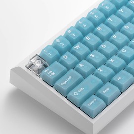132 Keys Jelly Keycaps PC Matte Transpsarent Keycaps Set Fit for 61/64/87/104/108 Cherry Mx Switches Mechanical Keyboard (Light Blue)