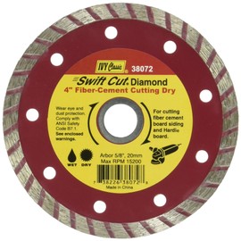 IVY Classic 38072 Swift Cut 4-1/2-Inch Dry and Wet Fiber-Cement Continuous Rim Diamond Blade with 7/8-5/8-Inch Arbor, 1/Card