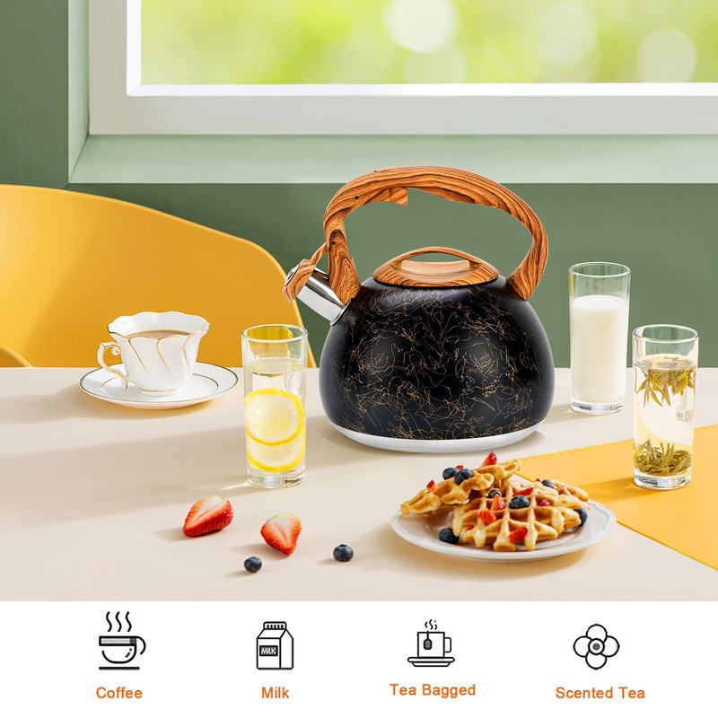 Tea Kettle, 3.2Qt Whistling Tea Kettle for Stove Top, Food