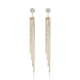 Chandelier Tassel Dangle Earrings for Women Prom Linear Drop Earrings for Girls (gold)
