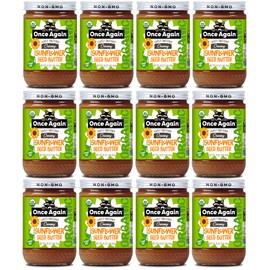 Once Again Organic Creamy Sunflower Butter, 16oz - Lightly Salted & Sweetened - Peanut Free, USDA Organic, Gluten Free Certified, Vegan, Kosher - Glass Jar - Case of 12
