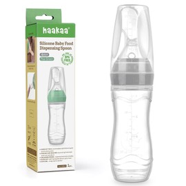 haakaa Cuchara Dosificadora De Silicona Para Comida De Bebé, 113 G - Comedero De Cereales Para Bebés, Biberón Para Puré, Comida Sólida, Sin Bpa, Para Bebés De 4 Meses O Más - Gris