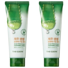The Saem Jeju Fresh Aloe Soothing Lotion, 250ml, 2 pieces / 더샘 제주 생생 알로에 수딩 로션, 250ml, 2개
