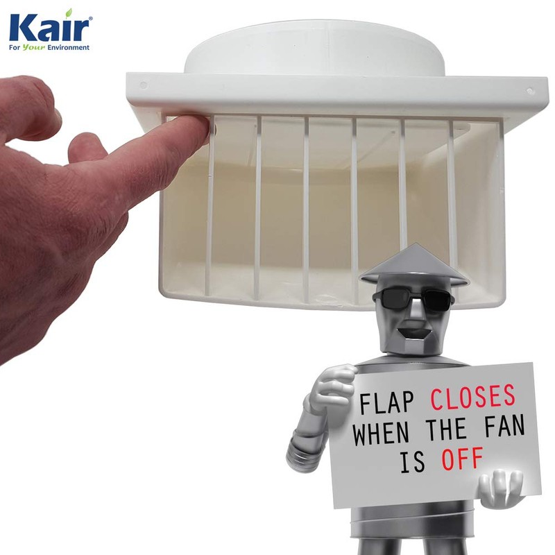 Kair White Cowled Outlet Grille 183mm External Dimension Wall Vent
