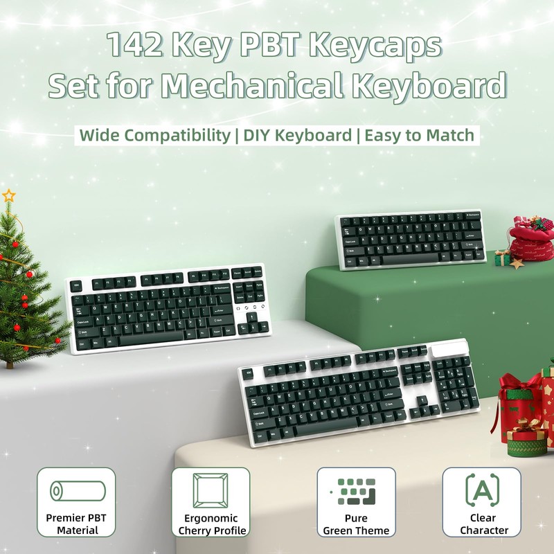 PBT Keycaps Cherry Profile Double-Shot Full Keycap Set for ANSI