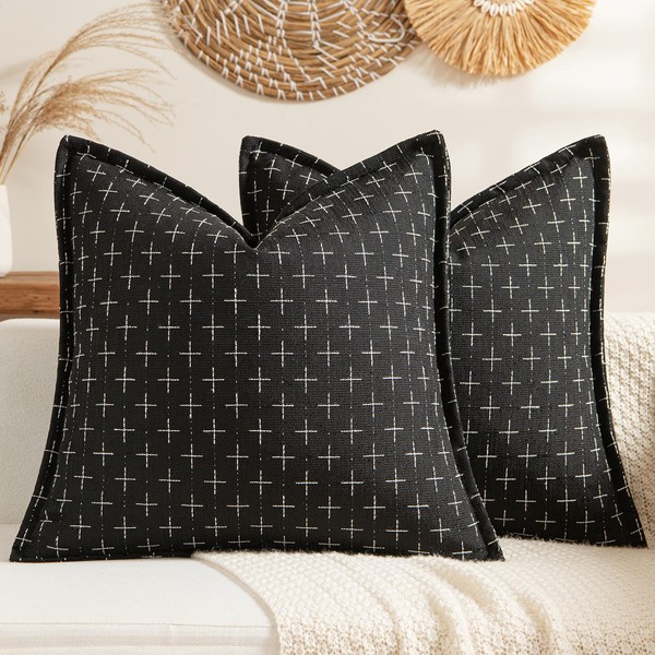 MIULEE Pack of 2 Decorative Burlap Linen Throw Pillow Covers