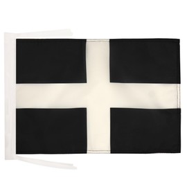 AZ FLAG Saint Piran's Flag 18'' x 12'' cords - Cornwall SMALL flags 30 x 45cm - Banner 18x12 in