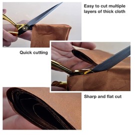 10.5 Inch Tailor Scissors Gold Dressmaking Sewing Ribbon Cutting Scissors Trimming Scissor Fabric Scissors Craft Scissors for Cutting Fabric Cloth Leather Denim Canvas