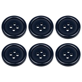 Pack of 6 Dark Navy Blue Sew on 18mm Round Buttons Flat 4 Holes 28L 28 Ligne