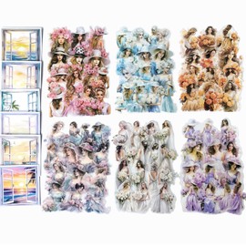 180pcs Stickers for Scrapbooking Supplies,Girl Scrapbook Stickers Kit for Journaling,Aesthetic Decorative Stickers for Junk Journal Supplies (Girl Series)