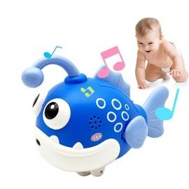 Baby Crawling Toys 6 to 12 Month Tummy Time Development Light up Infant Toys 12-18 Months Montessori for 1 2 Year Old Boy Girls Birthday Gifts (Fish-B