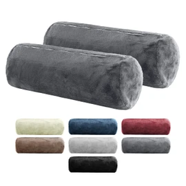 BaSaTex Pack of 2 Bolster Cushion Covers 15 x 40 cm Cashmere Touch | Bolster Cover Oeko-Tex Certified | 100% Microfibre Plush | Colour: Anthracite