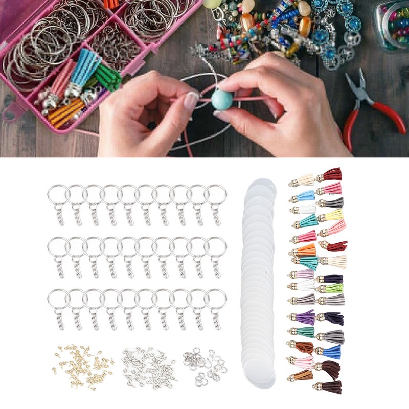 200pcs Acrylic Key Ring Kit 30 Acrylic Blank 30 Key