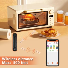 Dewjom Wireless Meat Thermometer, 500Ft Probe, App Control, Preset for BBQ/Oven/Grill