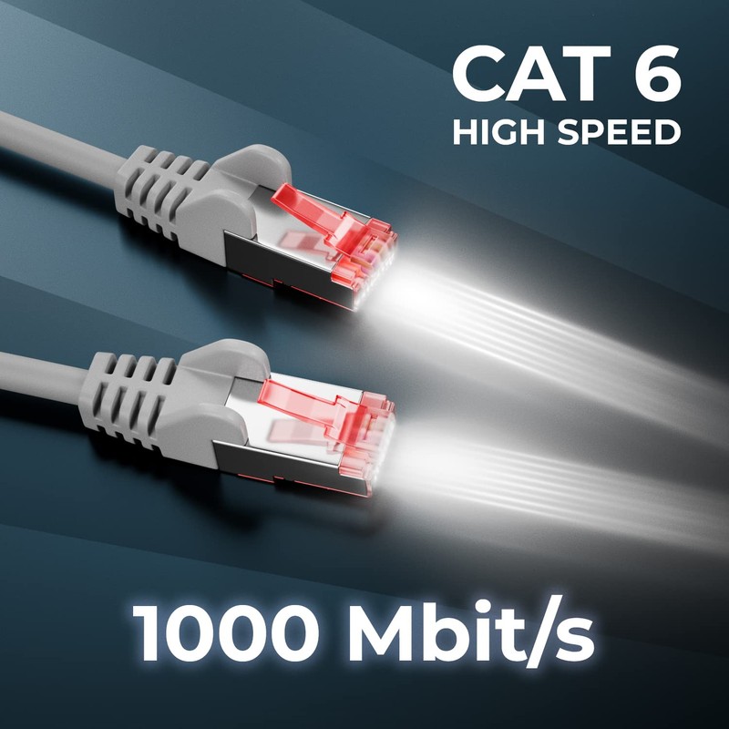 deleyCON 5x 1m CAT6 Patchkabel S/FTP PIMF Schirmung CAT-6 RJ45