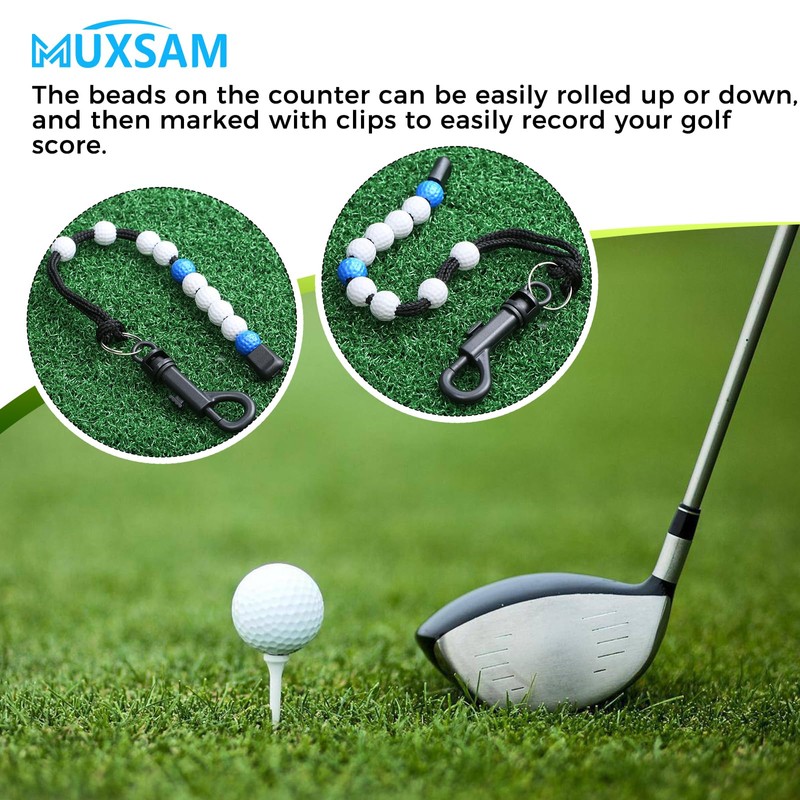 MUXSAM 1 Piece Golf Beads Score Counter with Clip (Blue),