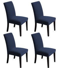 Chair Covers for Dining Room - Stretch Chair Slipcovers for Decorative Seat Protector Armless Removable Washable Elastic Dinner Universal Spandex Solid Chair Slip Covers Set… Navy