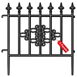 AMAGABELI GARDEN & HOME 5panels Decorative Garden Fences and Borders for Dogs 26in(H)×10ft(L) No Dig Metal Fence Panel Garden Edging Border Fence for Animal Barrier Fencing for Flower Bed Yard Patio