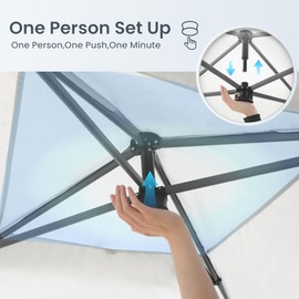 PHI VILLA 10x10ft Pop Up Canopy Tent Instant Portable Shelter One Person Push Tent Canopy with Wheeled Carry Bag, 4 Weight Bags, Straight Legs- White