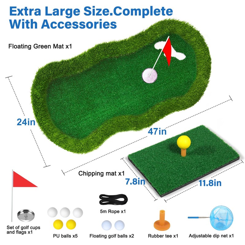 Mosoyolo Floating Golf Green for Pool Large Size 47" x