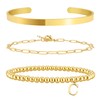Gold Initial Bracelets Stack for Women Non Tarnish Dainty Gold