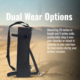 Hunt & Seek Archery Back/Side Fabric Quiver with Accessory Pocket - Black