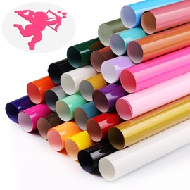 TransWonder Puff-Vinyl-Heat-Transfer - 28Pcs 3D Puff Heat Transfer Vinyl in 25 Assorted Colors for T-Shirts, 12x10 Puff HTV Vinyl Bundle for Cricut Silhouette Cameo