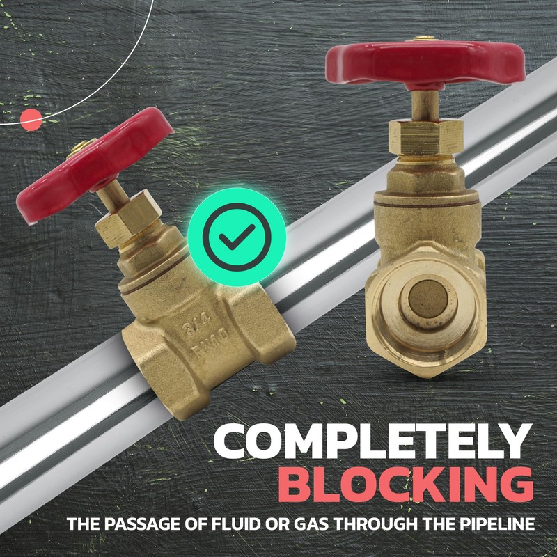 DOJA Barcelona Gate Valve, Safety Stopcock, Red Handle, Brass, Pack