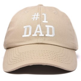DALIX #1 Dad Hat Number One Embroidered Baseball Cap in Khaki