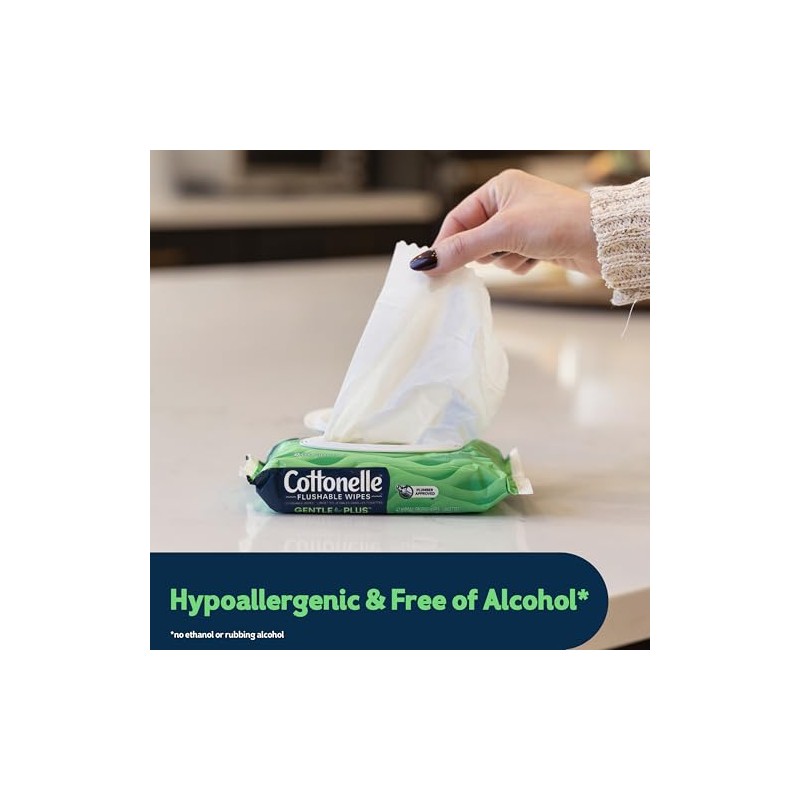 Cottonelle GentlePlus Flushable Wet Wipes with Aloe & Vitamin E,