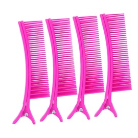 Ipetboom 4pcs Purple Fine Hair Stylist Clips with Built in Comb Non Slip Perming Sectioning Hair Clips for Salon and Home Use Firm Grip Positioning Aid