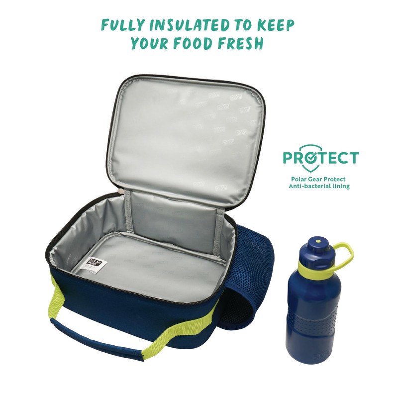 Polar Gear Football Lunch Bag Bottle Combo Insulated, Polyester, Blue