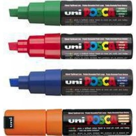 uni Posca PC8K Marker Broad Tip Line Width 8mm Assorted Ref 5014075-01 [Pack of 4]