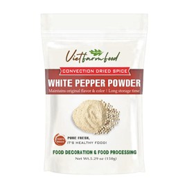 WHITE PEPPER POWDER 5.29 Oz (150g) VIETFARMFOOD: Natural pure, convection dried seasoning made from real vegetables - perfect for adding flavor to any meal, from cooking, baking, salads, soups, sauces