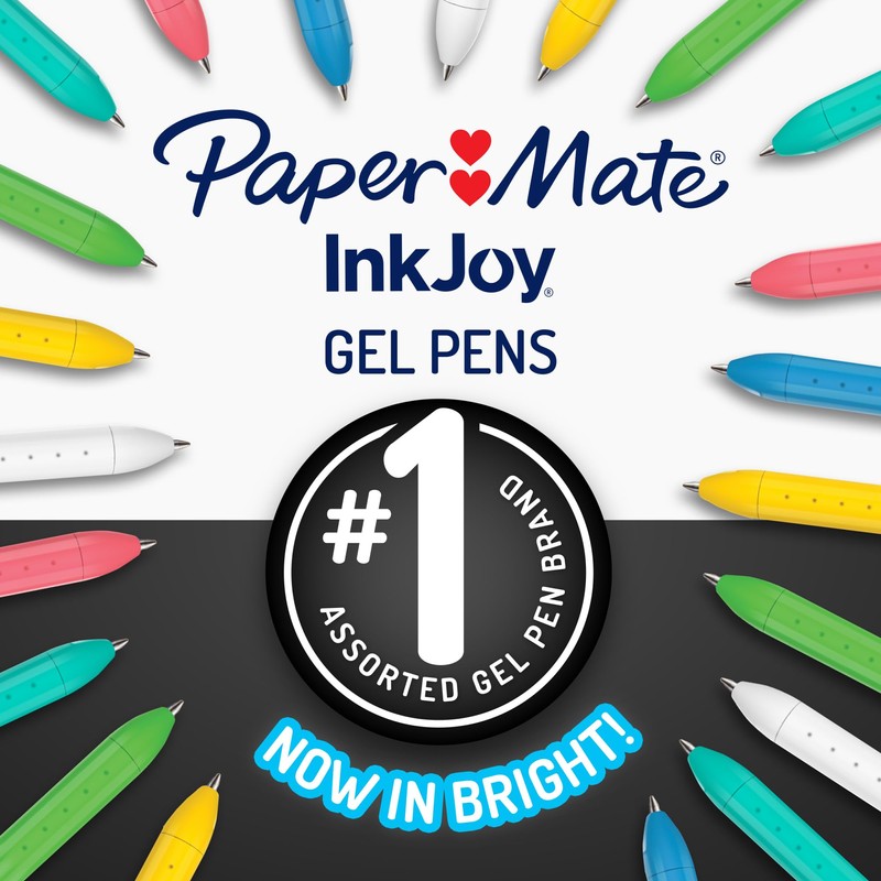 Paper Mate InkJoy Bright Retractable Gel Pens, Medium Point, 0.7