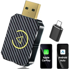 Lvozize Wireless CarPlay Adapter & Android Auto Wireless Adapter, Compatibility with Phones Running iOS 10+ & Android 11+, Plug and Play Wireless Car Play Adapters USB C for Cars from 2016 (Golden)