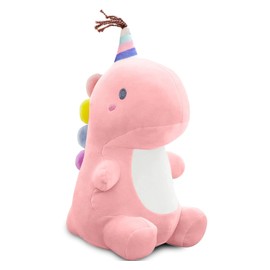 SQEQE Dinosaur Plush Toy Kawaii Dino Stuffed Animals Soft Fluffy Plush Doll Birthday Gifts for Girls Boys Kidult(Pink, 9.8 Inch)