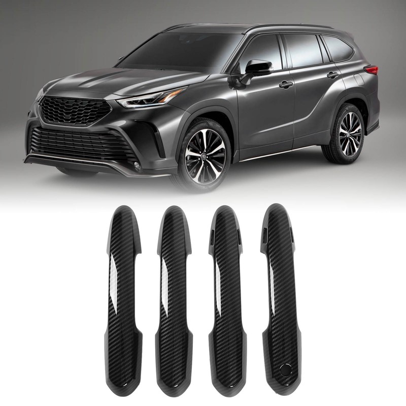 4pcs Gloss Black Carbon Fiber Style Exterior Door Handle Cover