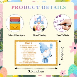 Dskly Easter Scavenger Hunt, Easter Gnomes Treasure Hunt Clues Cards with Envelopes, Easter Games for Adults, Easter Egg Hunt Supplies, Easter Party Decorations Spring Activities -01