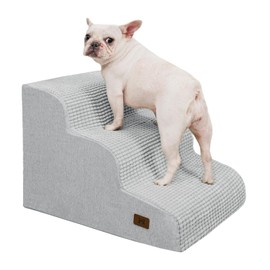 ABCPET Dog Step for Bed, Dog Stair 3-Step 35D Pet Stair 15.7" H for High Bed or Sofa Non-Slip Balanced Pet Step Indoor, Light Grey