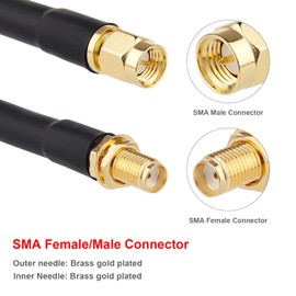XRDS - Cable SMA RF de 12 pies, cable de extensión SMA con conector SMA macho a SMA hembra, 50 ohmios, KMR240, cable coaxial SMA de baja pérdida