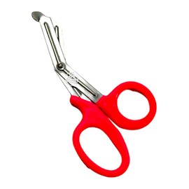 Paramedic Scissors 7.5" Serrated (Orange) Blunt Tips Multi-Purpose Cutting - EMT and Nurse Shears