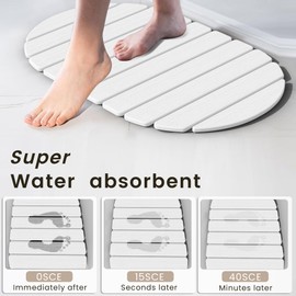 Foldable Stone Bath Mat - Super Absorbent Diatomaceous Earth Mat, Non-Slip Quick-Drying Stone Bath Mats for Bathroom Floor/Kitchen Counter, Easy to Clean, 24" x 16"