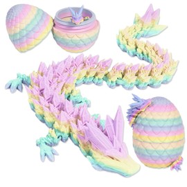STUYKDIA 3D Dragon Egg Articulating Gemstone Crystal Dragon Figurine Dragon Removable Flexible Joints for Home Office Decor and Executive Desk Toys (Candy colours)