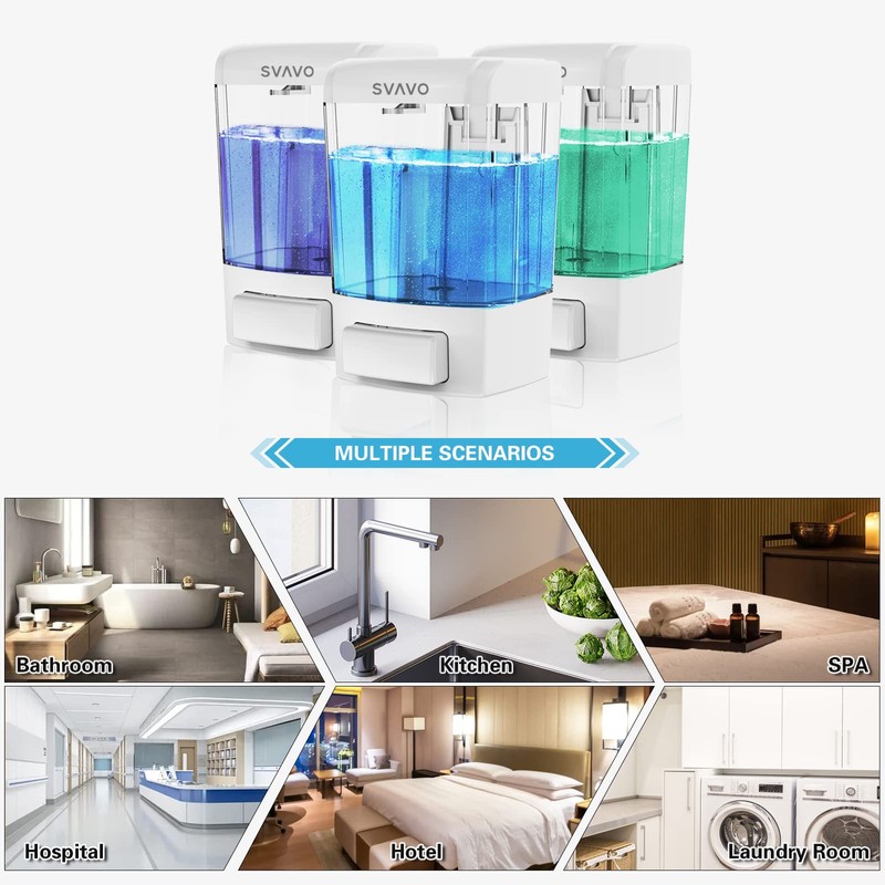SVAVO Wall Mounted Soap Dispenser Kitchen Bathroom Manual Soap Dispenser
