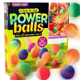 Made By Me Glow The Dark Powerballs by Horizon Group USA, DIY STEM Kit. Make 18 Bouncy Crystal Power Balls, Molds and Instructions Included,Multicolored