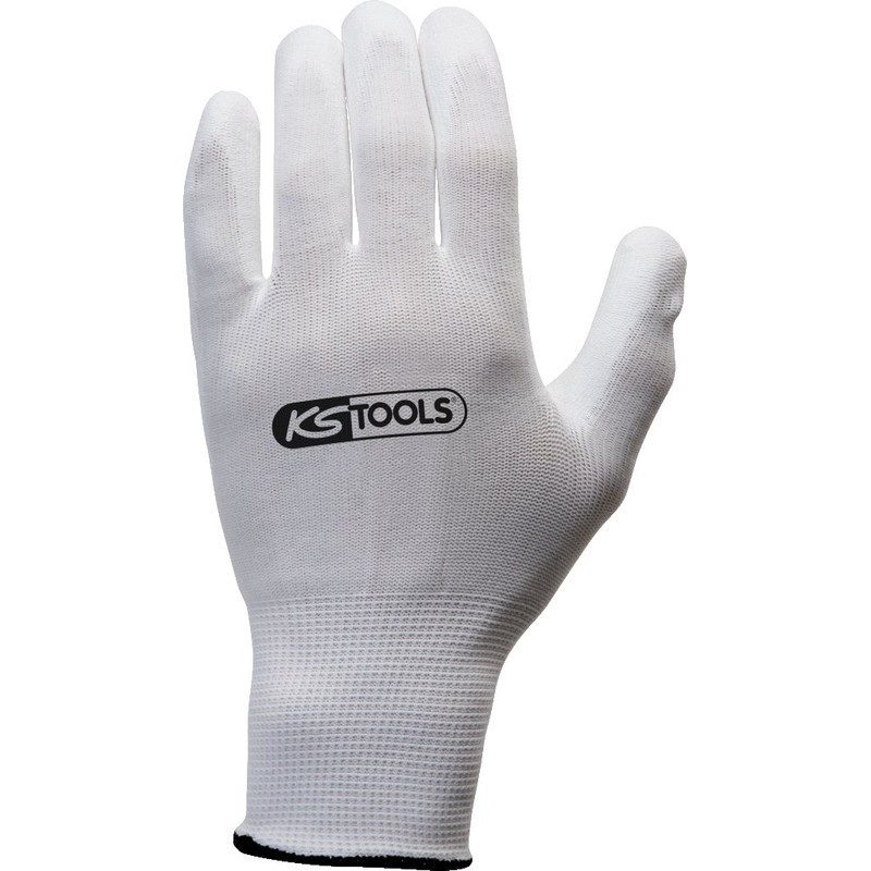 KS Tools 310.0455 Gloves, micro fine, white, 12 pair, extra