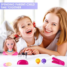Kids Hairdressing Makeup Dolls - Doll Head Toy for Hair Styling for Kid, Kid Play Makeup and Hair Dressing Heads Toy Set, Christmas and Birthday Gift, Styling Head Doll Sets for Girls