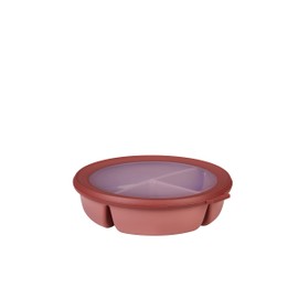 Mepal Cirqula Round Bento Bowl, Multi-Bowl with 3 Compartments - Airtight Food Storage Container - Meal Prep Boxes & Storage Jars - Vivid Mauve